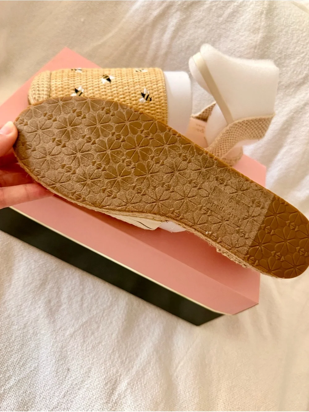 Kate Spade Espadrille Sandals with Bee Embroidery